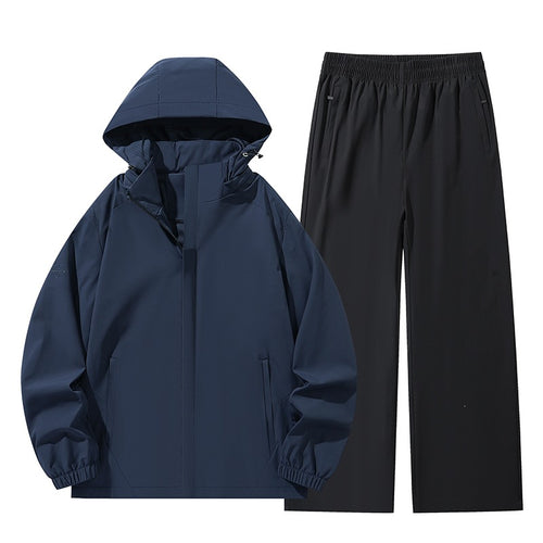 Herren Zweiteiliges wasserabweisendes Outdoor-Set mit Kapuzen-Softshelljacke und Relaxed-Freizeithose Nord Taschen