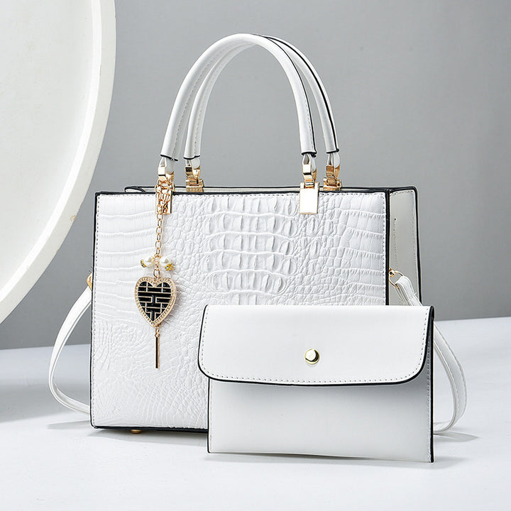 Damen Handtasche mit edler Krokodilprägung und abnehmbarer Clutch Nord Taschen