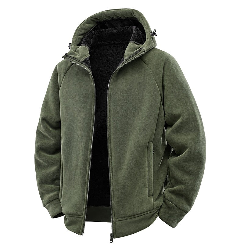 Herren Teddygefütterte Fleece‑Kapuzenjacke mit Thermofutter, durchgehendem Reißverschluss & Eingrifftaschen Nord Taschen