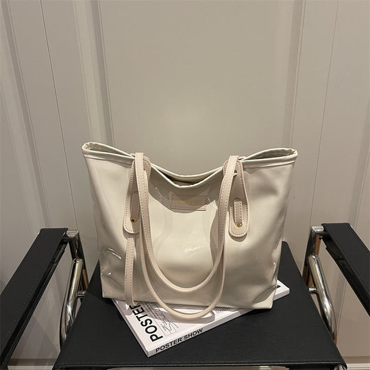 Damen elegante Ledereinkaufstasche mit schimmerndem Finish und abnehmbaren Schulterriemen Nord Taschen