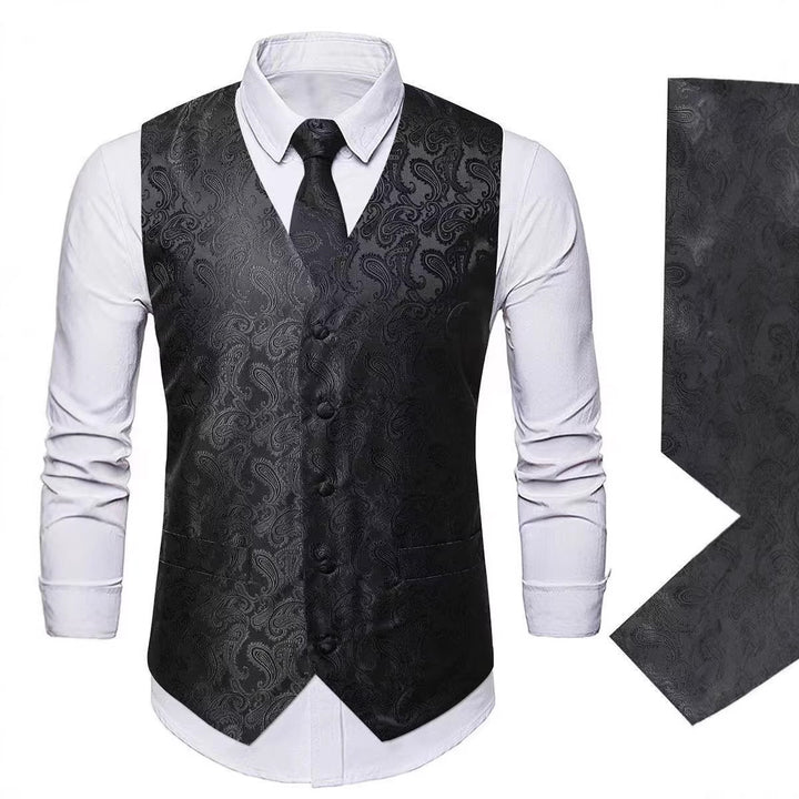 Herren Paisley Satin Anzugweste Set mit Krawatte und Einstecktuch Nord Taschen
