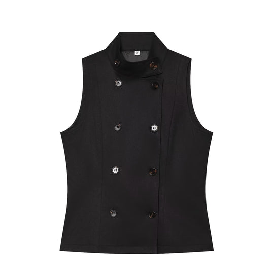 Damen Ärmellose Doppelreihige Trench‑inspirierte Weste Nord Taschen