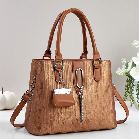 Damen elegante Handtasche mit strukturiertem Obermaterial und abnehmbarem Mini-Portemonnaie Nord Taschen
