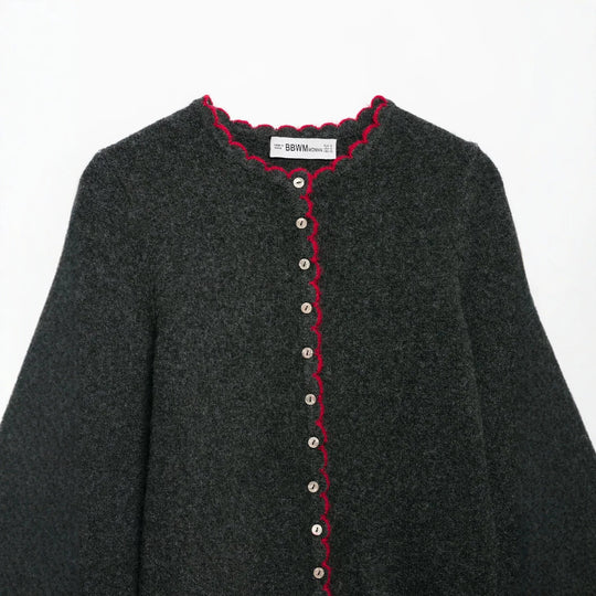 Damen Feinstrick-Cardigan mit Muschelkante und Perlmuttknöpfen Nord Taschen