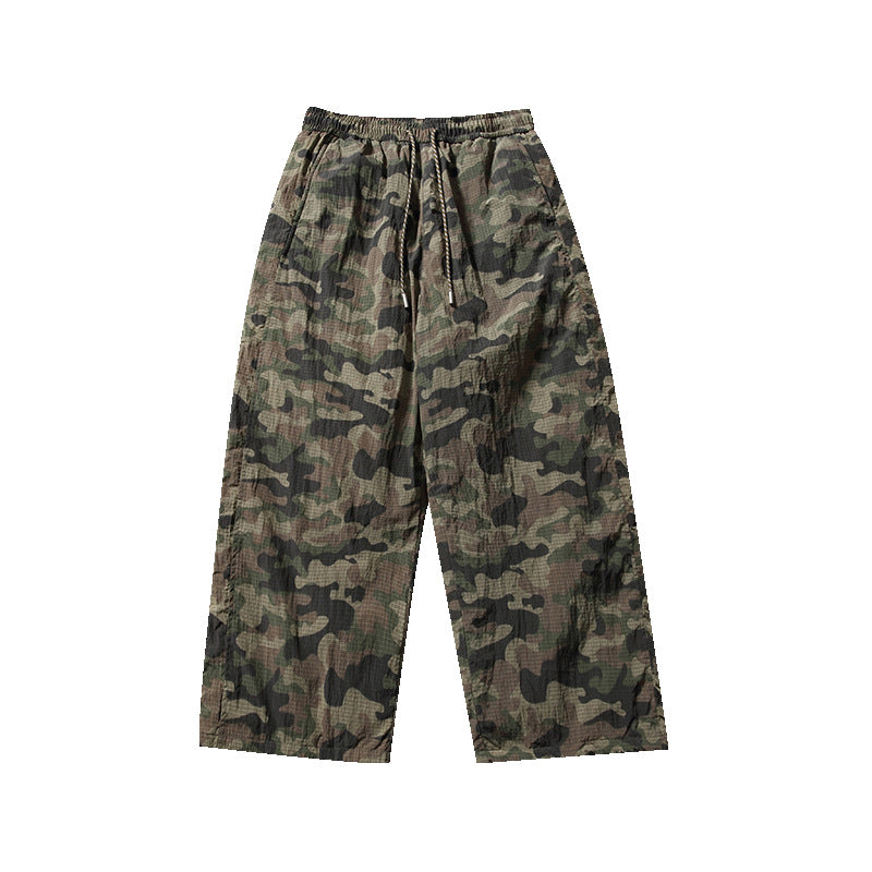 Herren Locker geschnittene Ripstop-Freizeithose mit Camouflage-Muster und elastischem Kordelbund Nord Taschen
