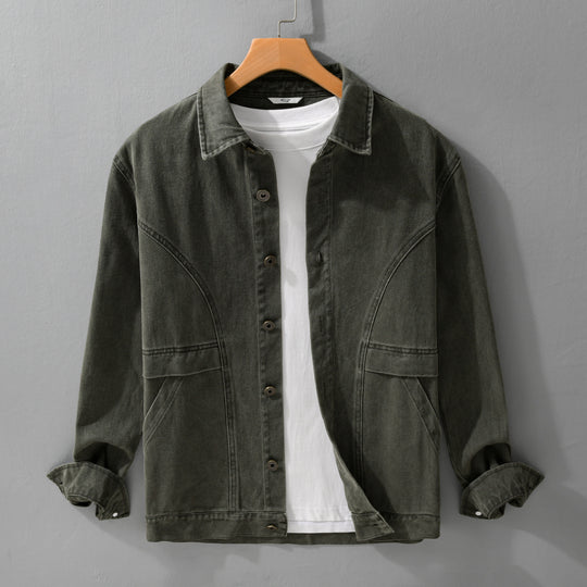 Herren robuste Canvas-Workerjacke mit Fronttaschen und markanten Ziernähten Nord Taschen
