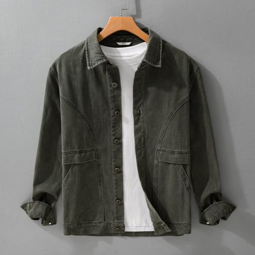 Herren robuste Canvas-Workerjacke mit Fronttaschen und markanten Ziernähten Nord Taschen