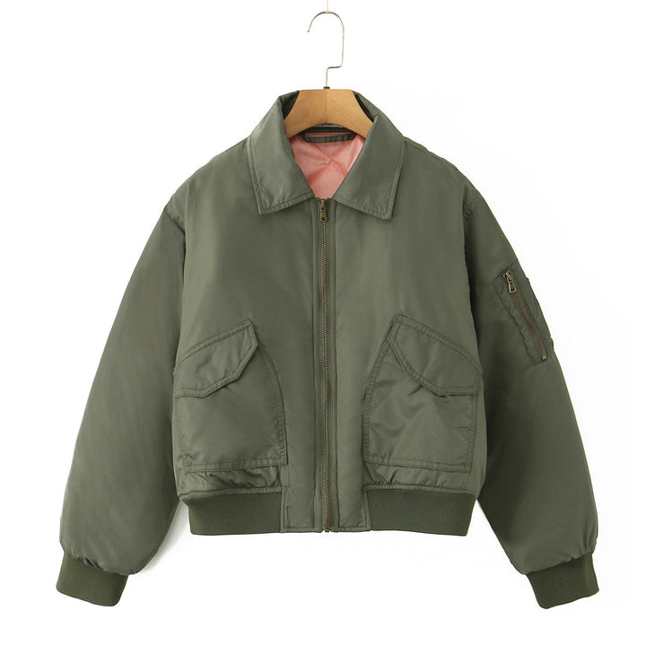 Damen lässige Bomberjacke mit praktischen Taschen