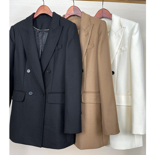 Damen Taillierter Longline-Blazer mit doppelreihiger Knopfleiste und Pattentaschen Nord Taschen