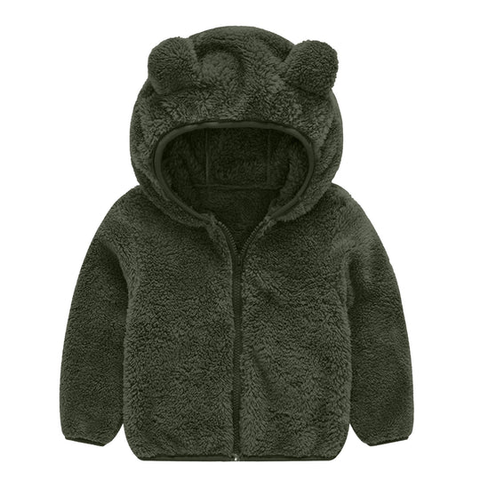 Damen Fleecejacke mit niedlichem Bärenohren-Design