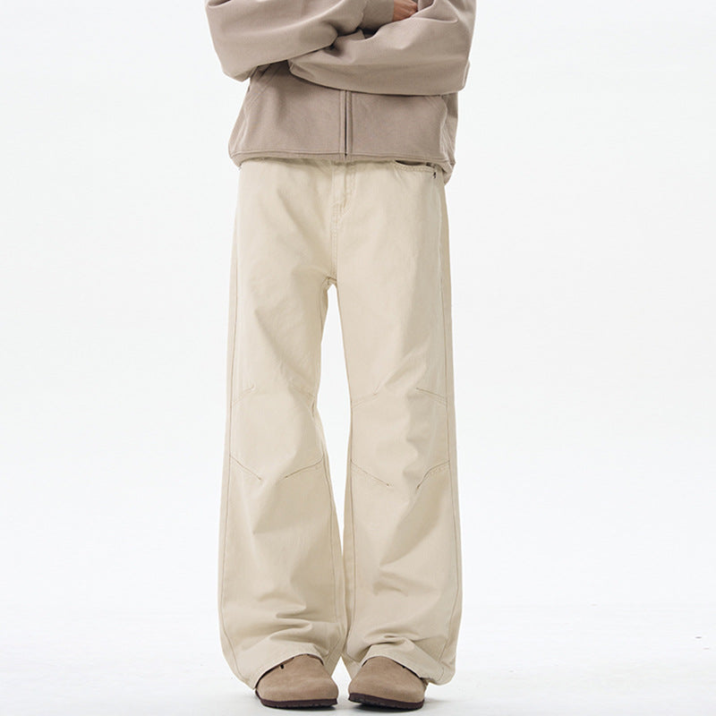 Herren Weite Baumwoll‑Twill‑Hose mit Knie‑Abnähern und fließender Palazzosilhouette Nord Taschen