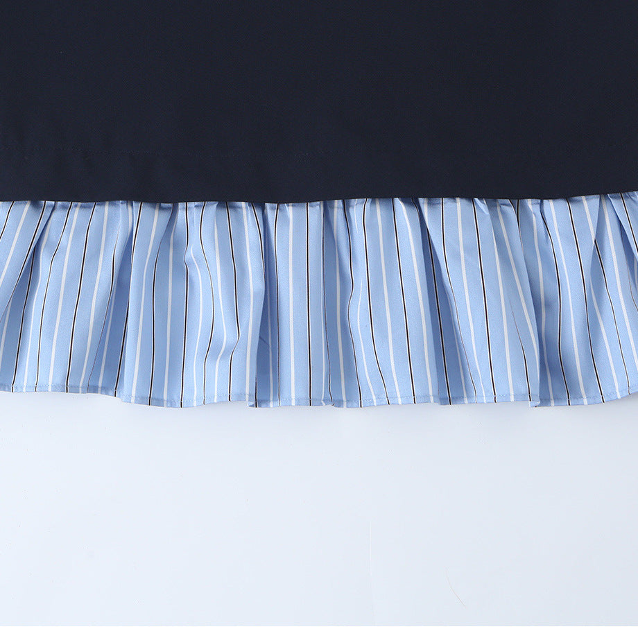 Damen A-Linien-Kleid mit Halstuch-Schal, halblangen Ärmeln und Volantsaum Nord Taschen