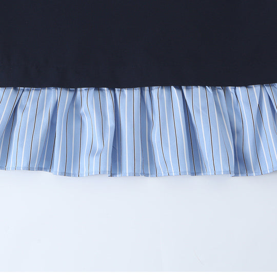 Damen A-Linien-Kleid mit Halstuch-Schal, halblangen Ärmeln und Volantsaum Nord Taschen