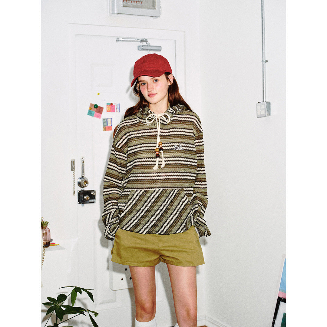 Damen Strick‑Kapuzenpullover mit Katzenohren und Kängurutasche Nord Taschen