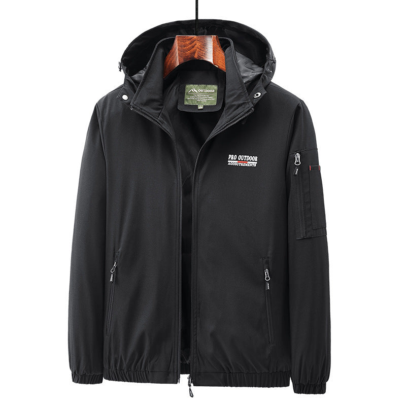 Herren Leichte Softshell-Outdoorjacke mit Kapuze, Ärmeltasche und Reißverschlusstaschen Nord Taschen