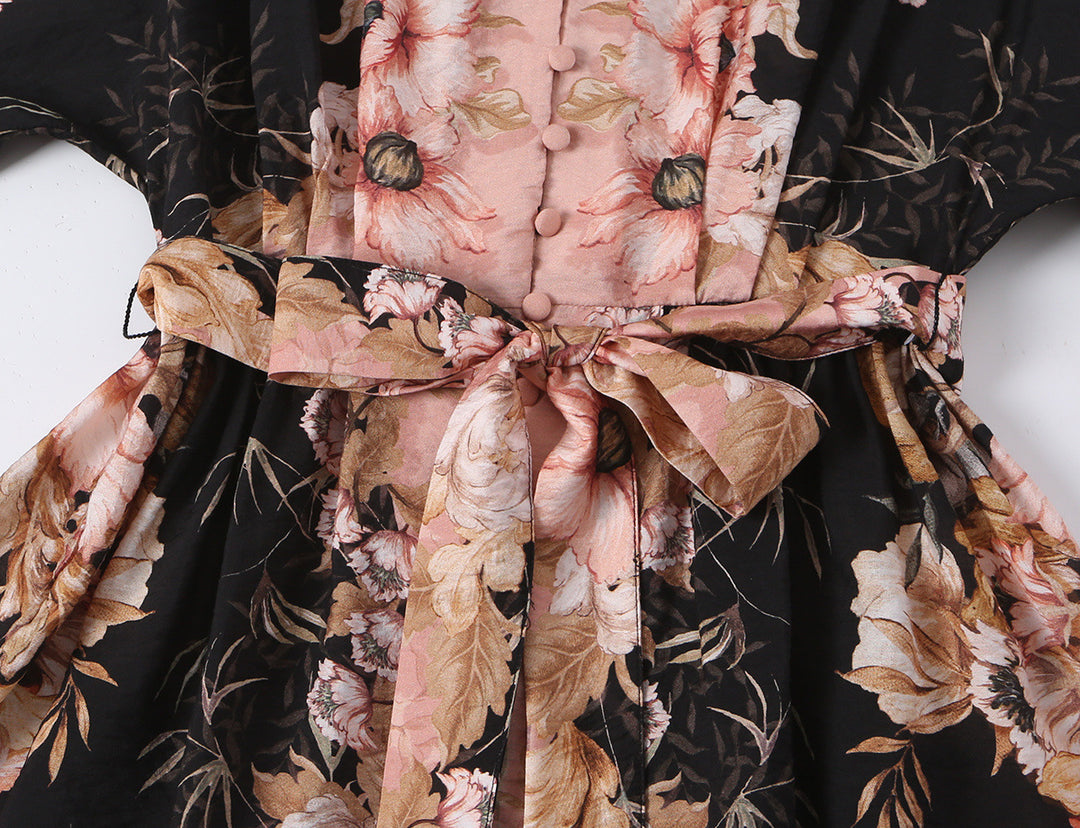 Damen Kurzkleid im Kimono-Stil mit Taillengürtel und V-Ausschnitt Nord Taschen