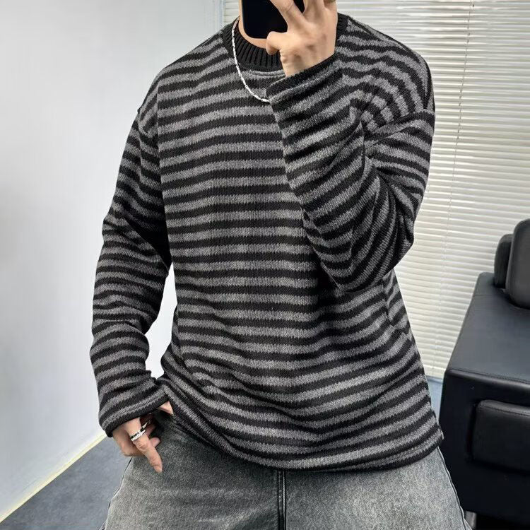 Herren Lässiger Strickpullover mit Modischem Streifenmuster Nord Taschen
