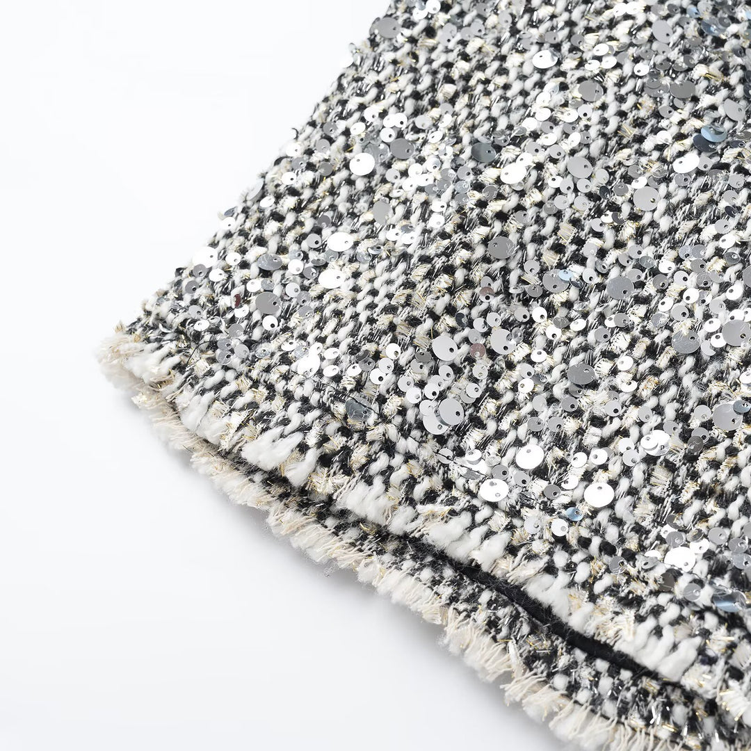 Damen Kurzjacke im Bouclé‑Stil mit Paillettenbesatz und Perlmuttknöpfen Nord Taschen