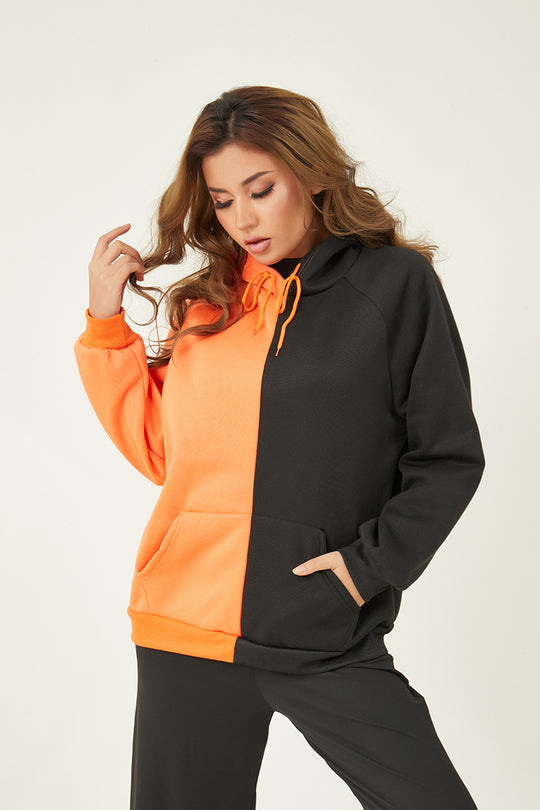 Damen Kapuzenpullover mit kontrastreichem Blockdesign, Oversize-Schnitt und Kängurutasche Nord Taschen