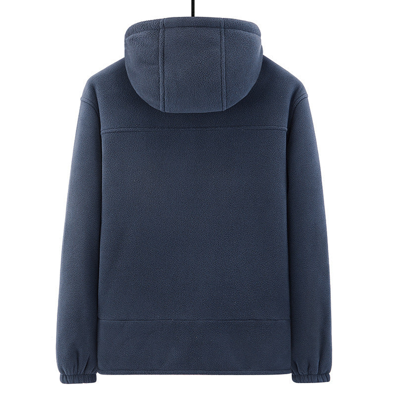 Herren Fleece-Kapuzenjacke mit Teddyfutter, Zwei-Wege-Reißverschluss und verdeckten Reißverschlusstaschen Nord Taschen