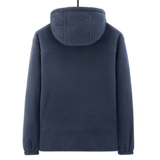 Herren Fleece-Kapuzenjacke mit Teddyfutter, Zwei-Wege-Reißverschluss und verdeckten Reißverschlusstaschen Nord Taschen