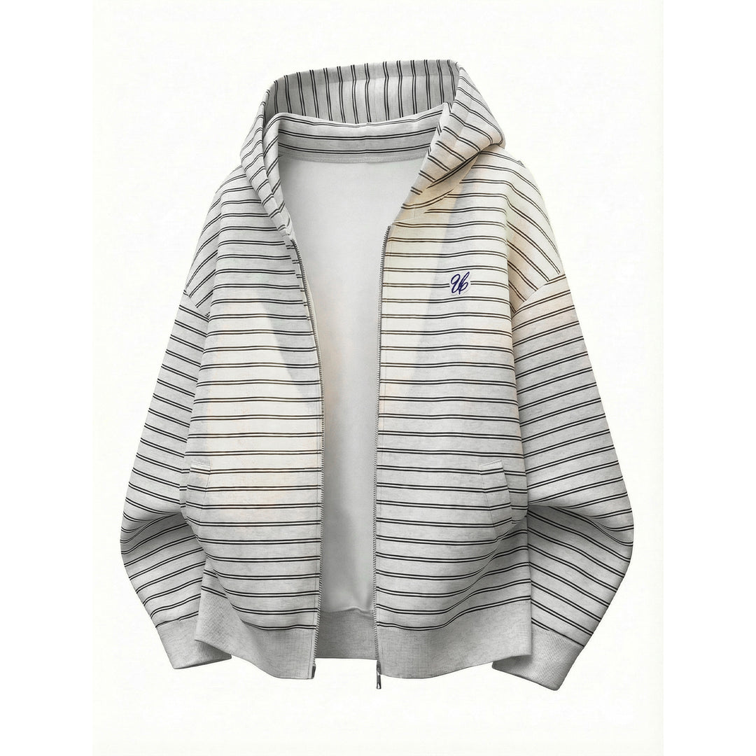 Unisex Kapuzen-Sweatjacke mit Reißverschluss und feinen Querstreifen Nord Taschen