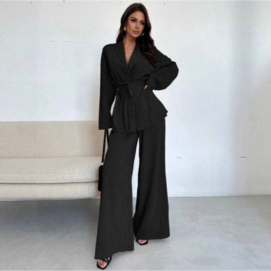 Damen Eleganter Wickel-Jumpsuit mit weitem Palazzo-Bein Nord Taschen