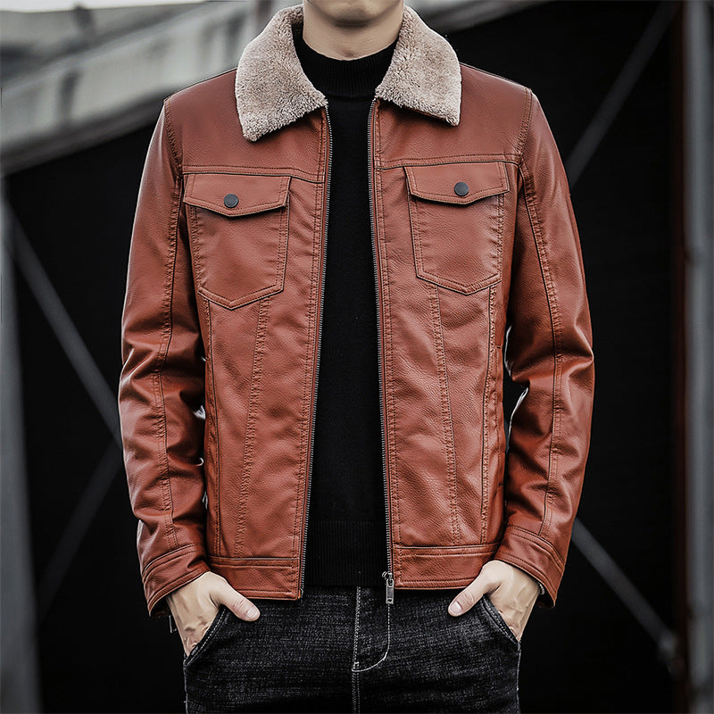 Herren Pilotenblouson aus Lederoptik mit Teddykragen und Utility‑Details Nord Taschen