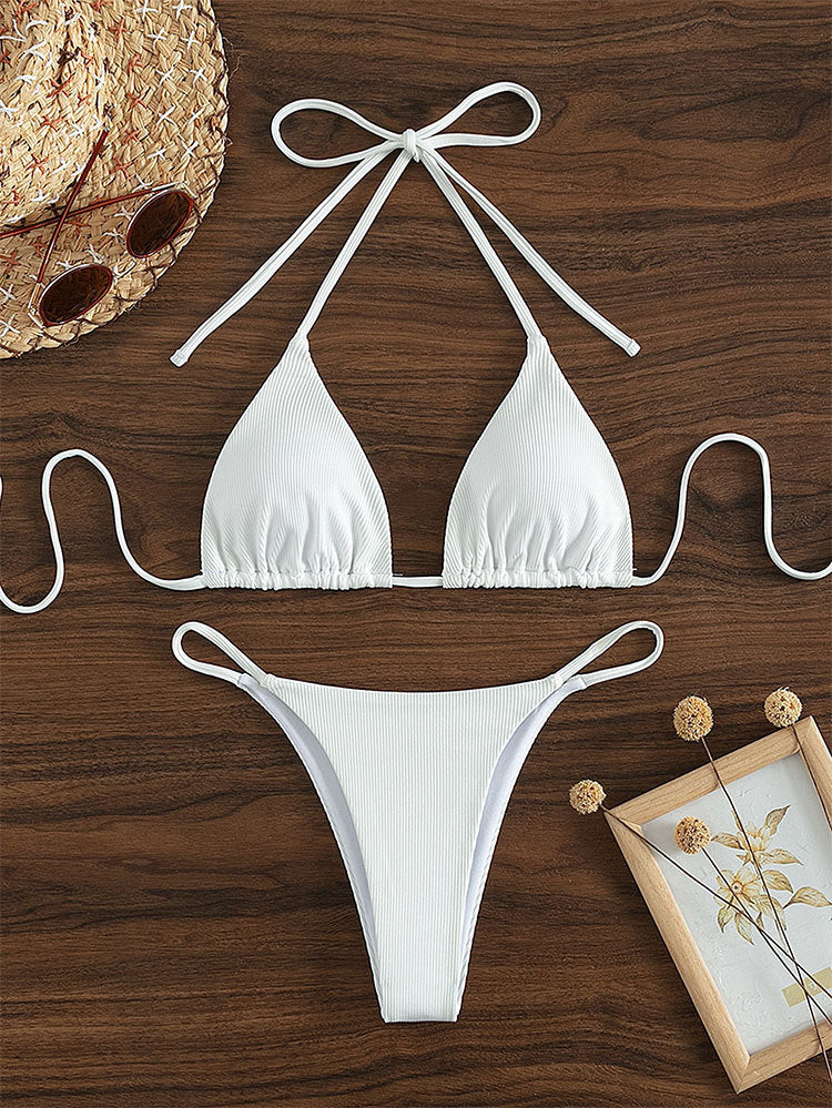 Damen Triangel-Bikini mit feiner Rippstruktur