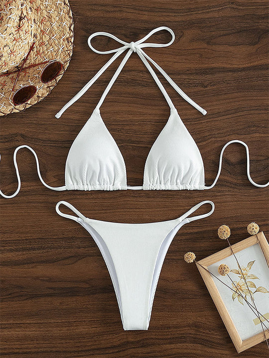 Damen Triangel-Bikini mit feiner Rippstruktur