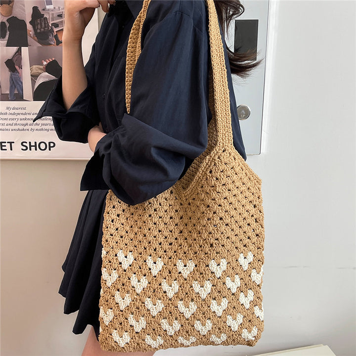 Damen gehäkelte Tragetasche mit stilvollem herzförmigen Design Nord Taschen