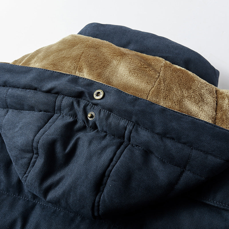 Herren wattierter Parka im Canvas-Look mit Teddyfleece-Innenfutter und Kapuze Nord Taschen