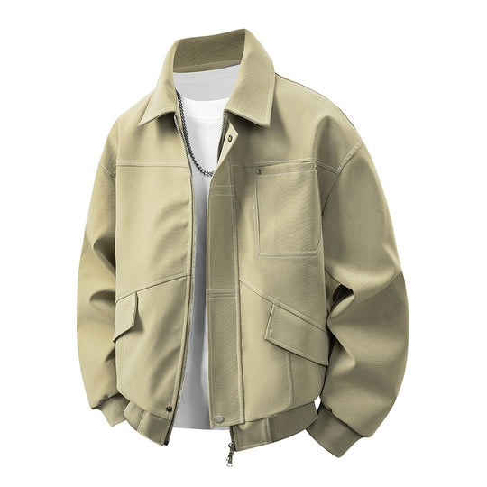Herren Boxige Utility-Bomberjacke mit aufgesetzten Pattentaschen, verdecktem Zwei-Wege-Reißverschluss & strukturierter Canvas-Optik Nord Taschen