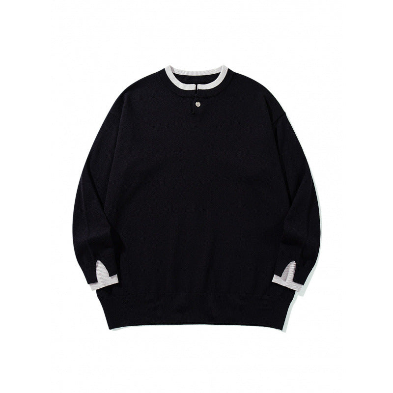 Unisex Oversize Feinstrickpullover mit Henley-Knopfleiste und Schlitzbündchen Nord Taschen