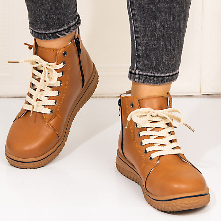 Damen nan gefütterte Schnür-Stiefelette mit seitlichem Reißverschluss und profilierter Gummisohle Nord Taschen