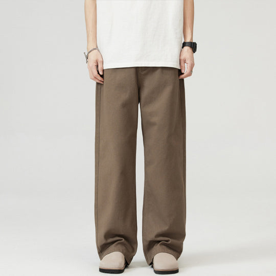 Herren Weite Baumwoll‑Twill‑Hose mit hohem Bund und geradem Bein Nord Taschen