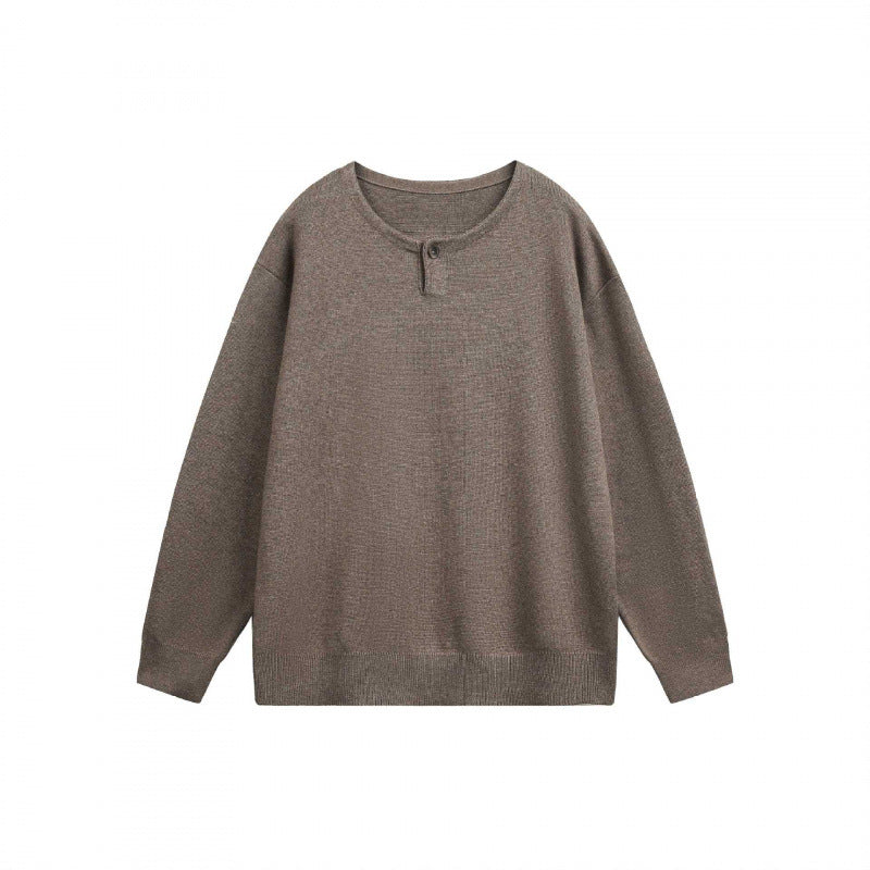 Unisex Oversize-Feinstrickpullover mit kurzem Henleyverschluss und strukturierter Mélange-Qualität Nord Taschen