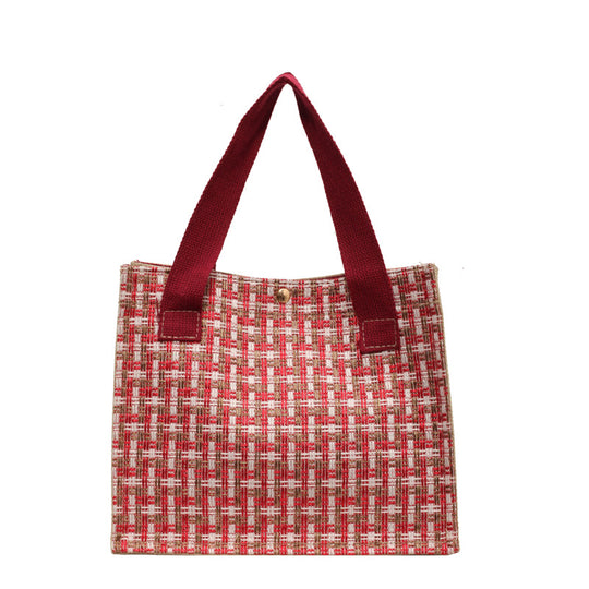 Damen Jute-Einkaufstasche mit modernem Gewebemuster Nord Taschen