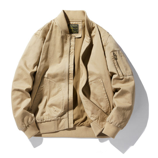 Herren leichter Canvas-Bomber im Utility-Fieldstil mit Ärmeltasche und gerippten Bündchen Nord Taschen