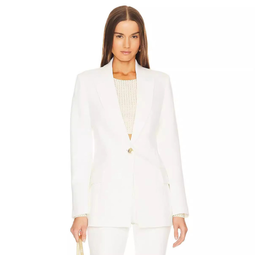 Damen Zweiteiliger Tailoring‑Anzug mit tailliertem Ein‑Knopf‑Blazer und ausgestellter Schlaghose Nord Taschen