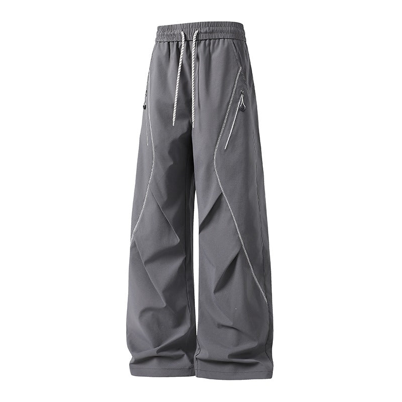 Herren Weite Utility-Jogginghose aus Funktionsnylon mit Kordelzug, Reißverschlusstaschen & kontrastierenden Nahtleisten Nord Taschen