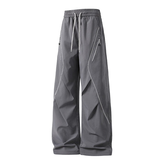 Herren Weite Utility-Jogginghose aus Funktionsnylon mit Kordelzug, Reißverschlusstaschen & kontrastierenden Nahtleisten Nord Taschen