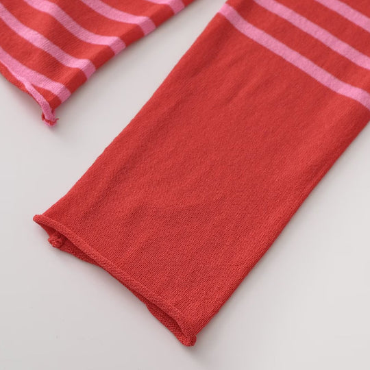 Damen Feinstrick-Longsleeve mit maritimen Querstreifen und kontrastierten Ärmeln Nord Taschen