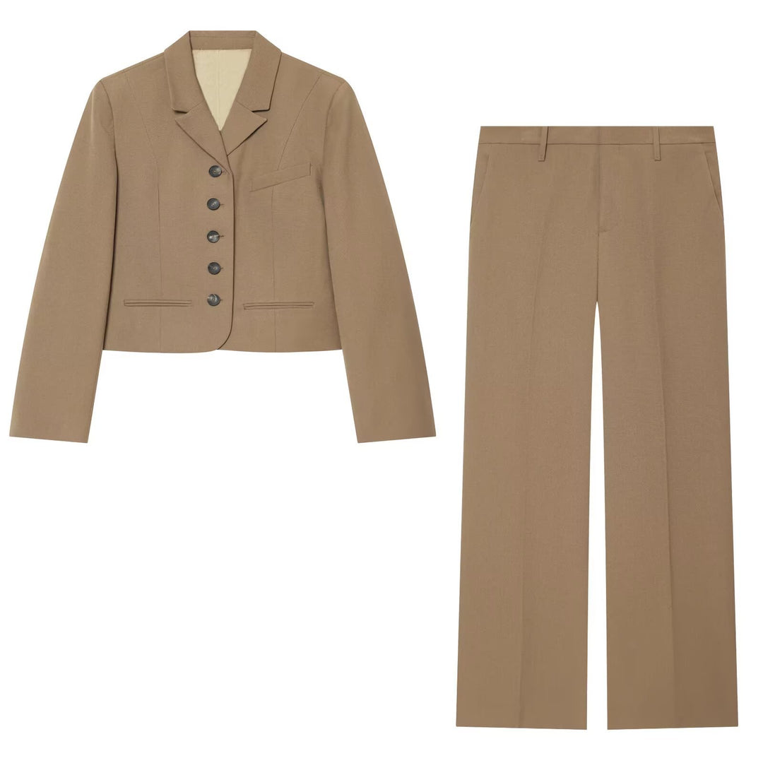 Damen Weite High‑Waist Stoffhose mit Bügelfalte und Gürtelschlaufen Nord Taschen