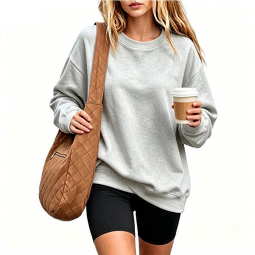 Damen Bequemer Oversized Sweatshirt Nord Taschen