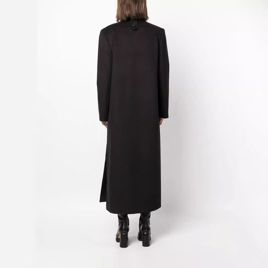 Damen Maxilanger Doppelreihiger Wollmix-Longcoat mit strukturierten Schultern und Pattentaschen Nord Taschen