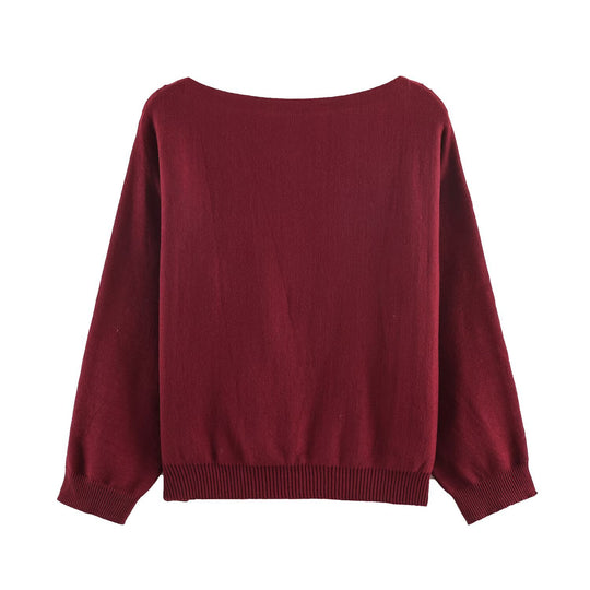 Damen Feinstrick-Pullover mit breitem U-Boot-Ausschnitt und Perlenapplikation Nord Taschen