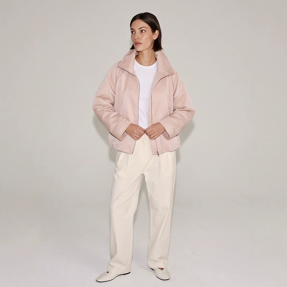 Damen leichte Übergangsjacke mit hohem Stehkragen, Raglanärmeln und balloniertem Saum Nord Taschen