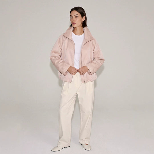 Damen leichte Übergangsjacke mit hohem Stehkragen, Raglanärmeln und balloniertem Saum Nord Taschen