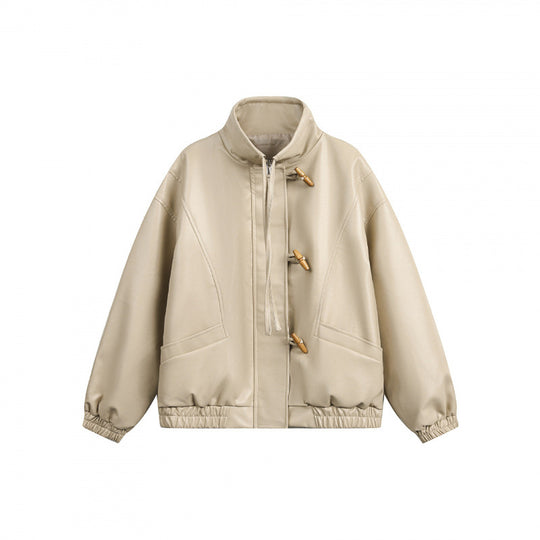 Unisex Kurz geschnittene Oversize-Jacke mit Knebelverschlüssen, hohem Stehkragen und elastischem Saum Nord Taschen